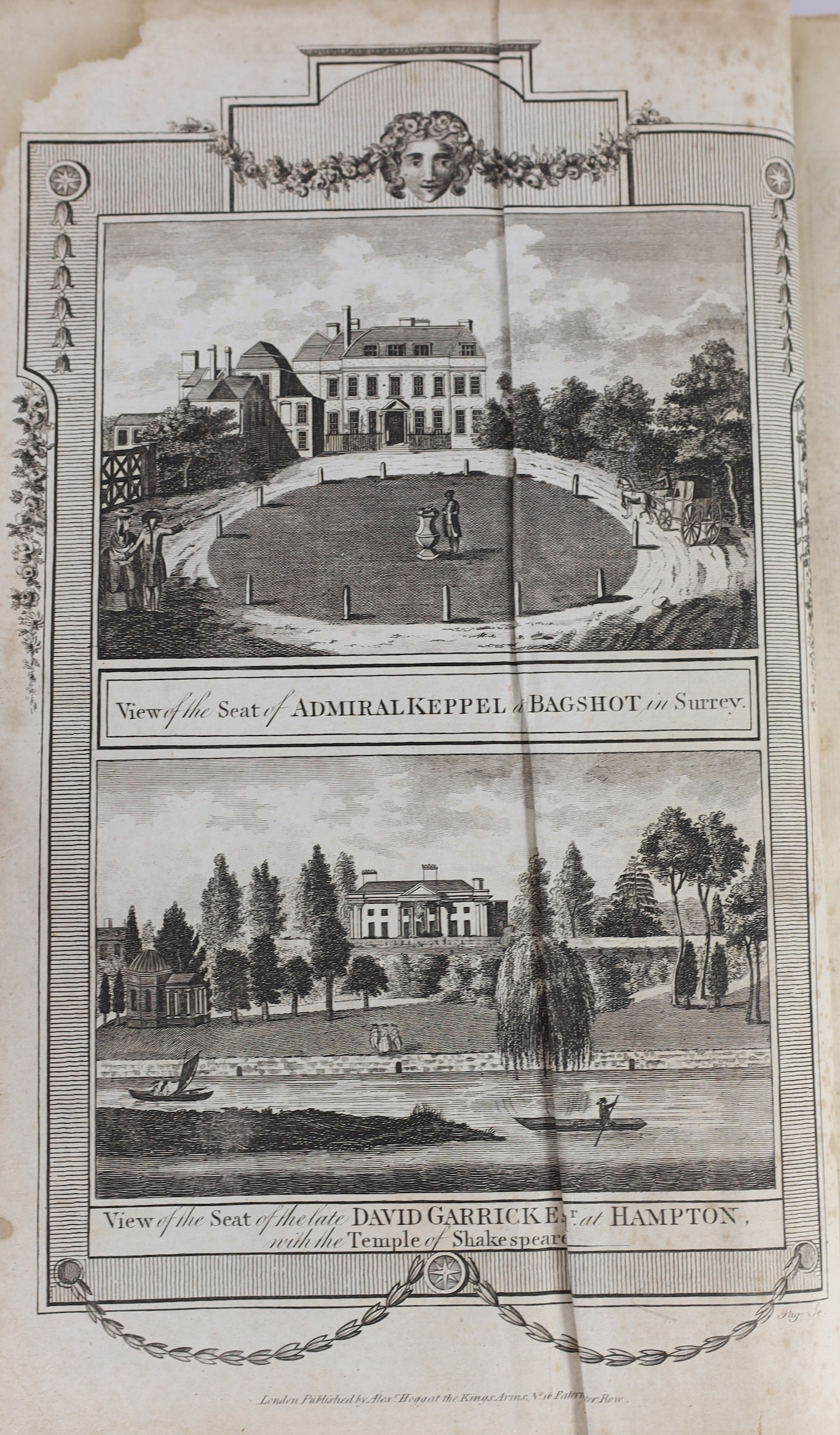 [Walpoole, George Augustus - The New British Traveller...] lacks title and all before p.45; num. copper-engraved plates & county maps, disbound, folio. (1784)